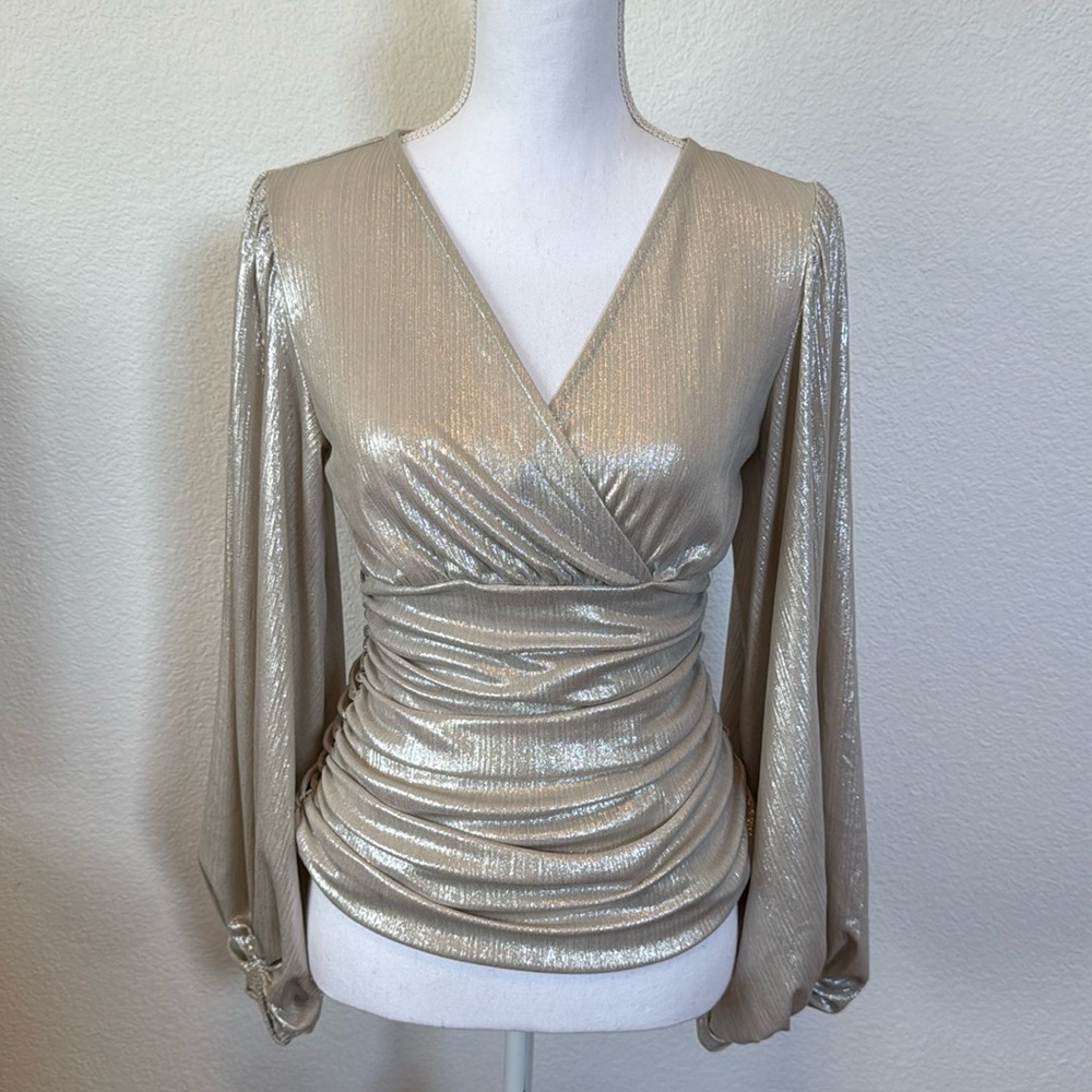 Metallic Puffy Sleeve Top
